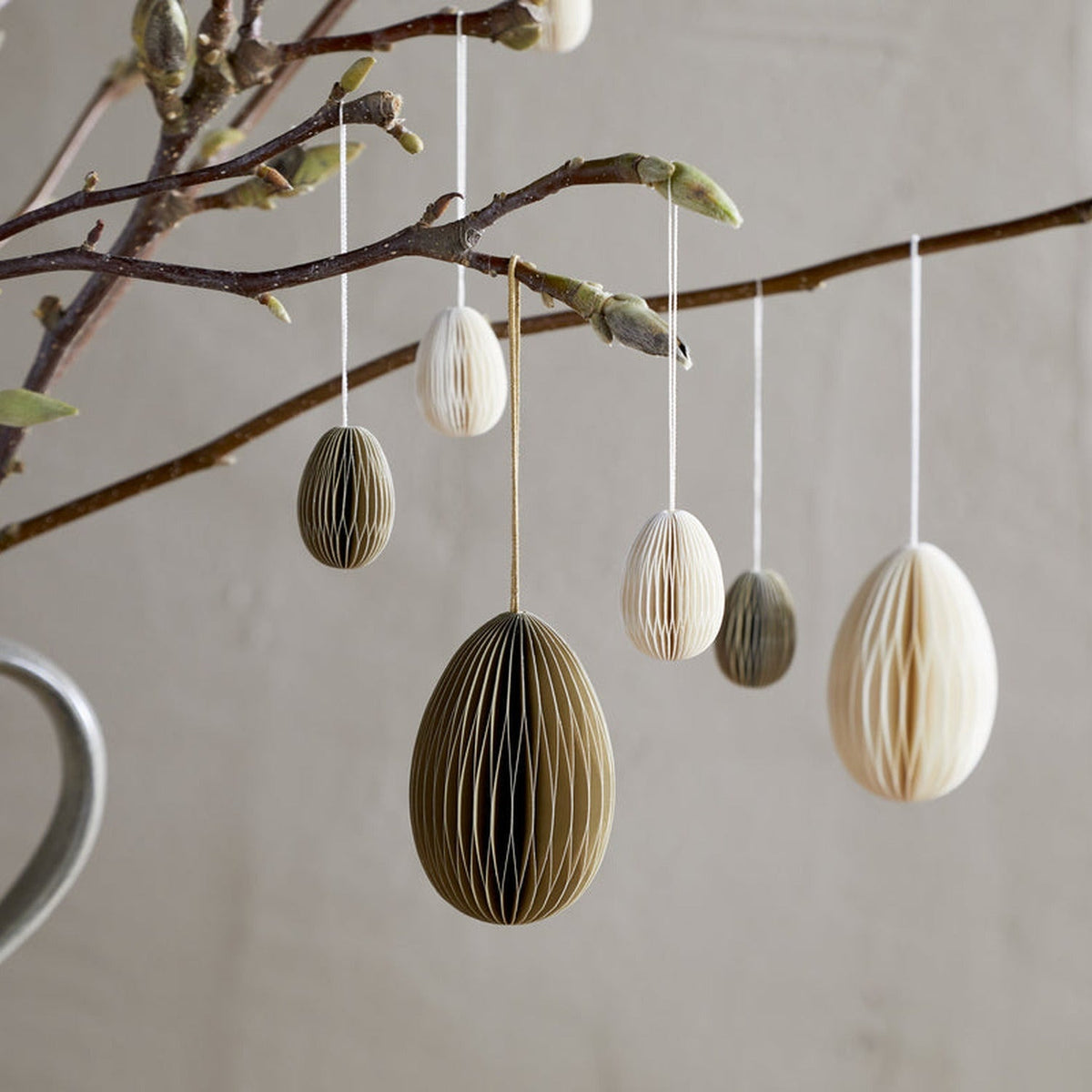 Piani Paper Easter Decoration - Moss Green - Set of 4