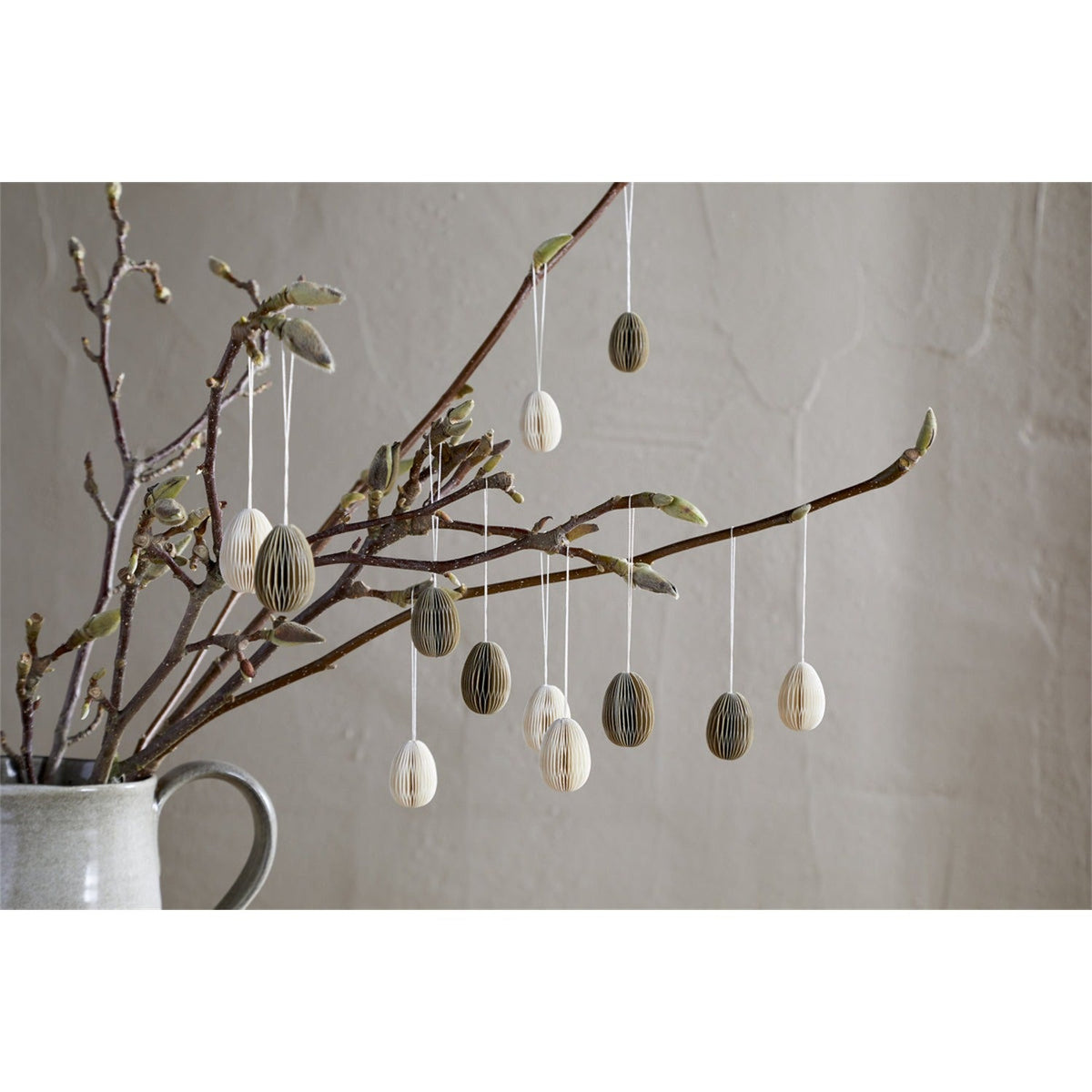 Piani Mini Paper Decoration - Natural & Moss - Set of 12