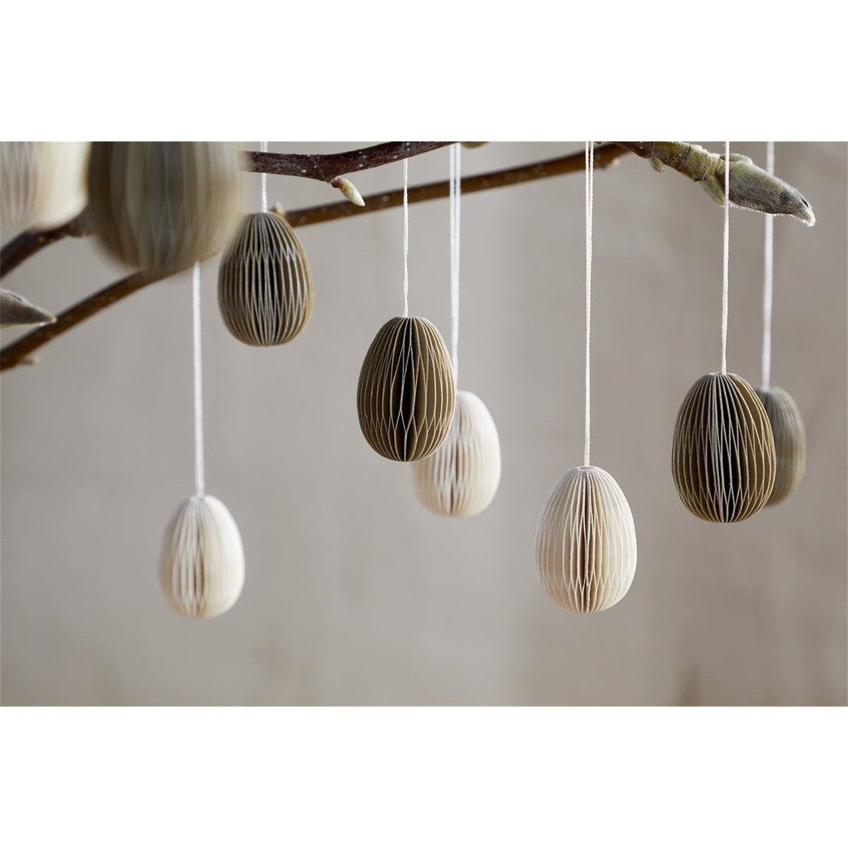 Piani Mini Paper Decoration - Natural & Moss - Set of 12