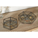 Sitara Small Hexagonal Jewellery Box - Antique Brass