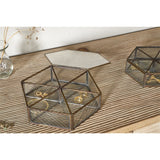 Sitara Small Hexagonal Jewellery Box - Antique Brass