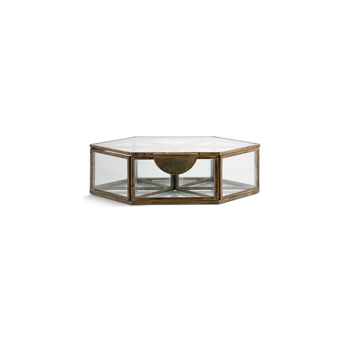 Sitara Small Hexagonal Jewellery Box - Antique Brass