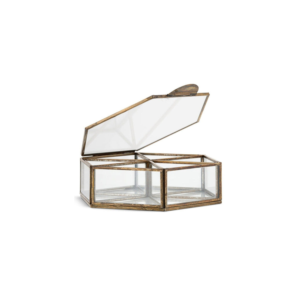 Sitara Small Hexagonal Jewellery Box - Antique Brass
