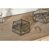 Sitara Large Glass Jewellery Box - Antique Brass