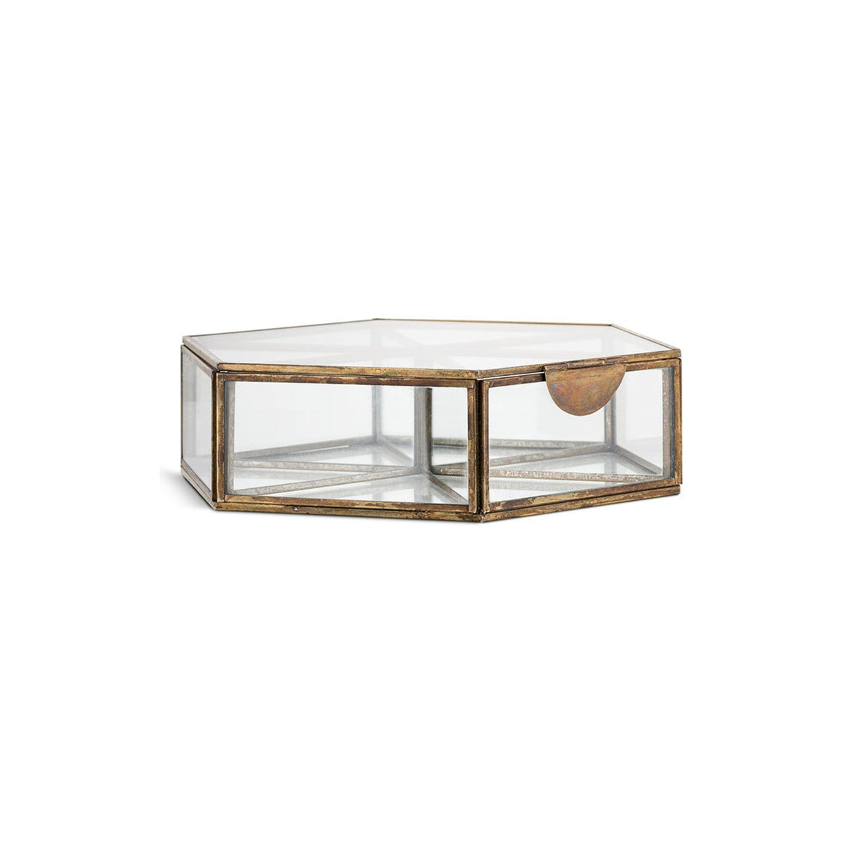 Sitara Large Glass Jewellery Box - Antique Brass