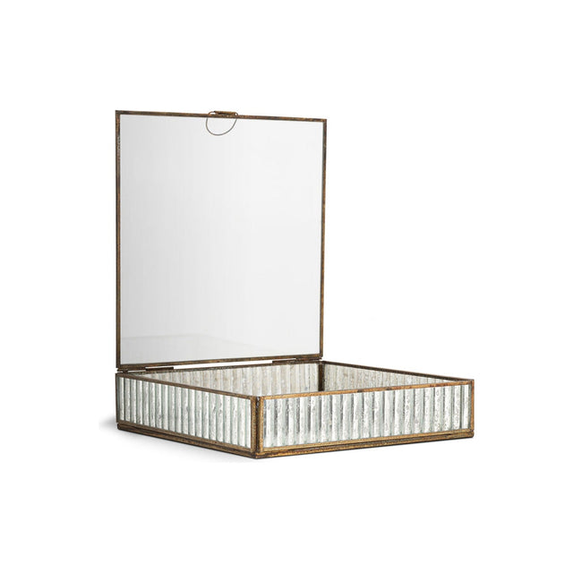 Malita Ribbed Glass Jewellery Box - Antique Brass