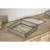 Malita Ribbed Glass Jewellery Box - Antique Brass