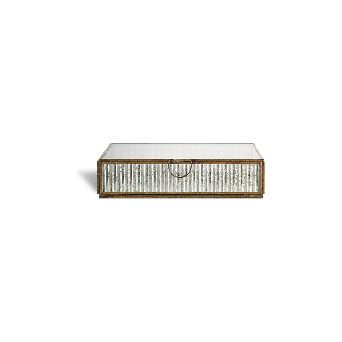 Malita Ribbed Glass Jewellery Box - Antique Brass