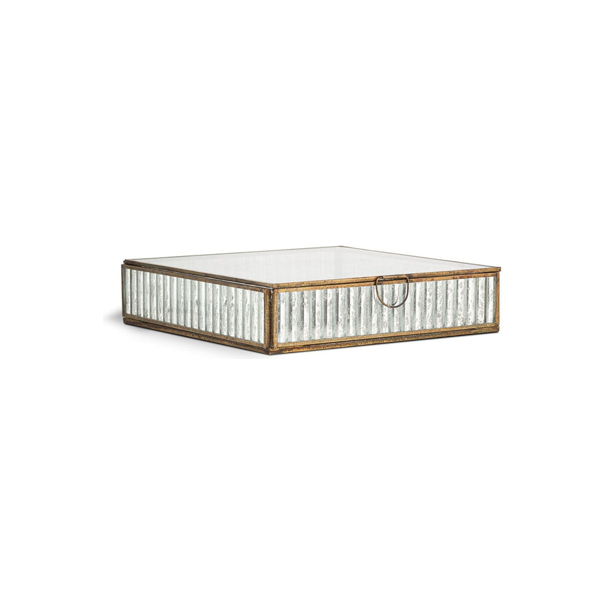 Malita Ribbed Glass Jewellery Box - Antique Brass
