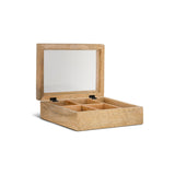 Kabani Mango Wood Glass Lid Jewellery Box - Natural