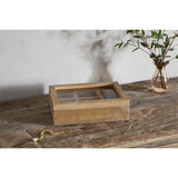 Kabani Mango Wood Glass Lid Jewellery Box - Natural