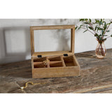 Kabani Mango Wood Glass Lid Jewellery Box - Natural