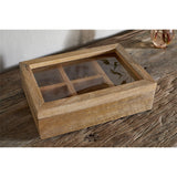 Kabani Mango Wood Glass Lid Jewellery Box - Natural