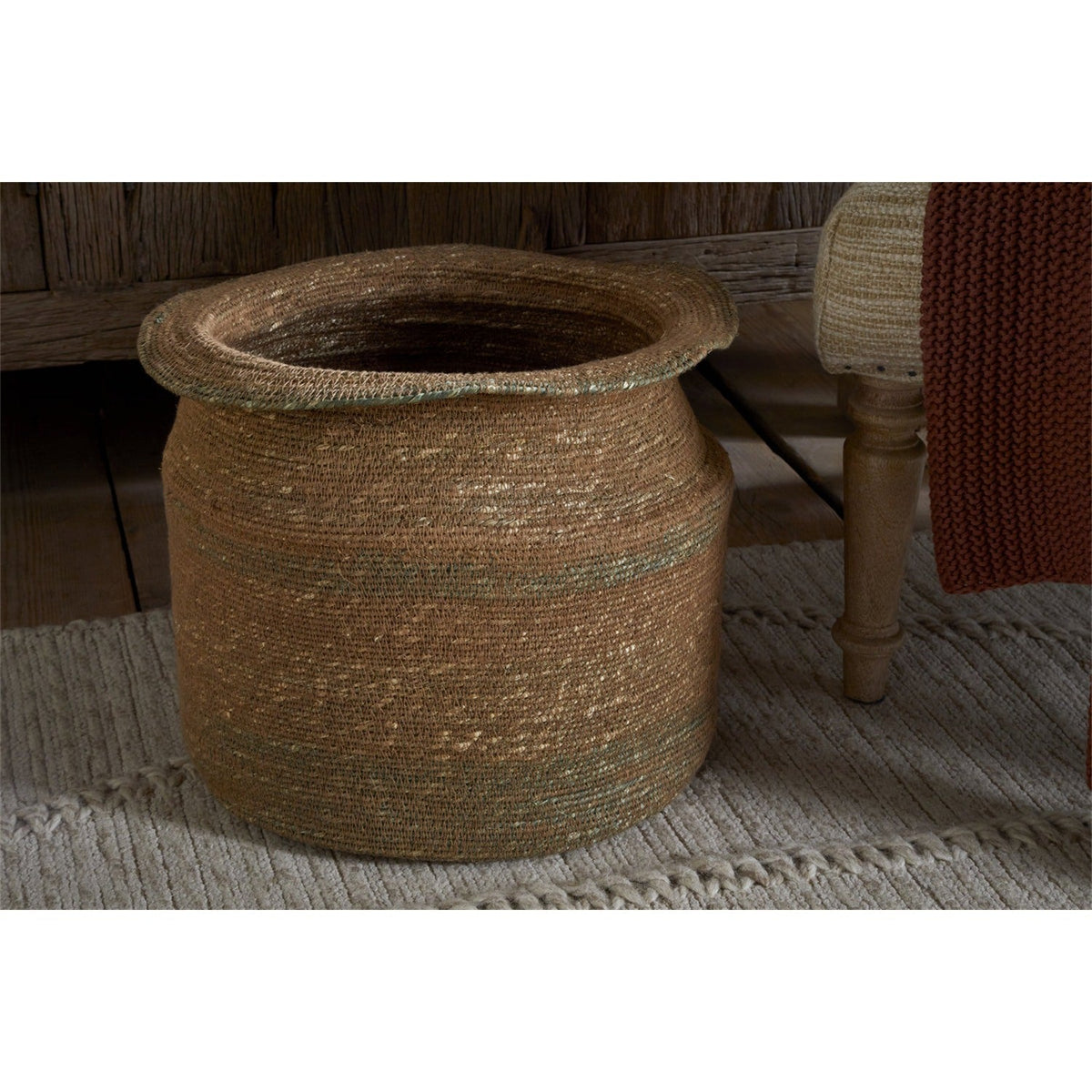 Rana Tall Storage Basket - Natural & Moss