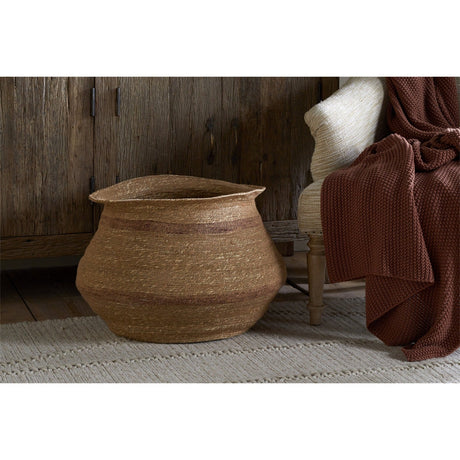 Rana Wide Seagrass Storage Basket - Natural & Rust