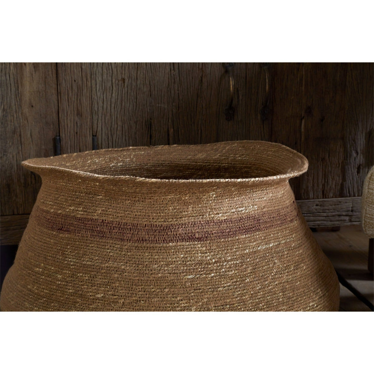 Rana Wide Seagrass Storage Basket - Natural & Rust