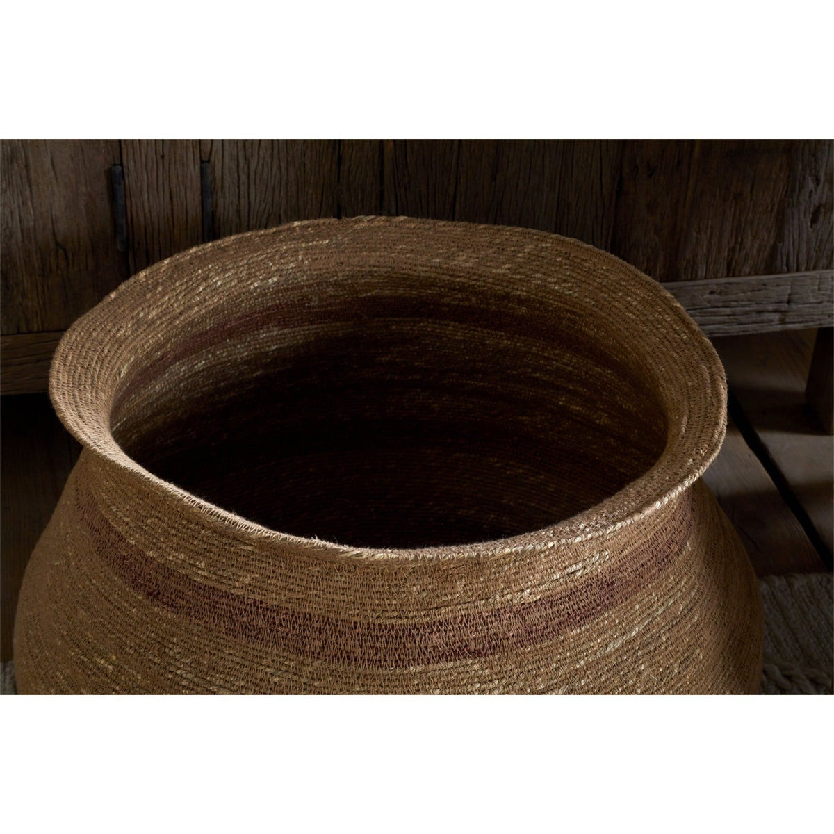 Rana Wide Seagrass Storage Basket - Natural & Rust
