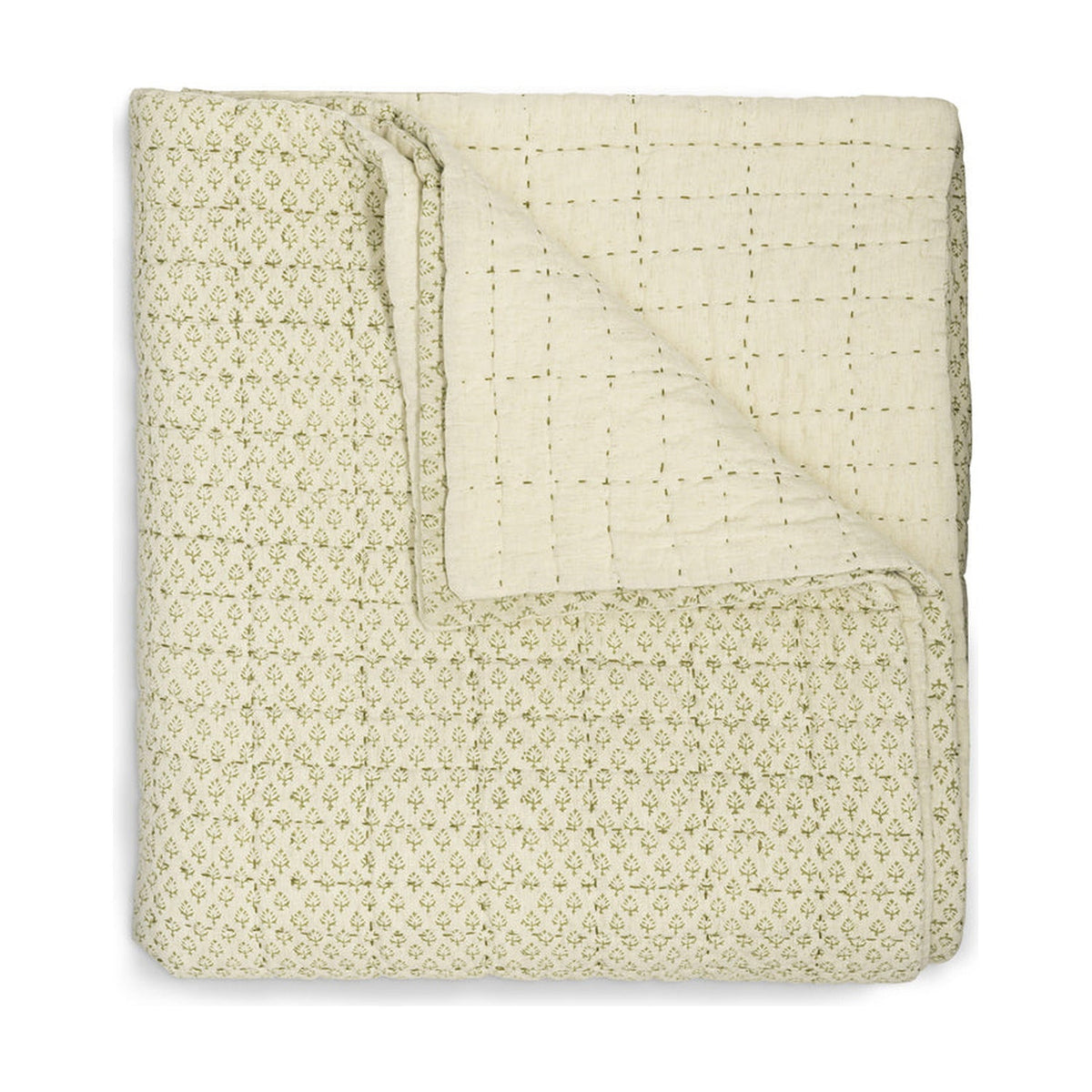 Peplu 220 x 140cm Quilted Bedspread - Sage Green