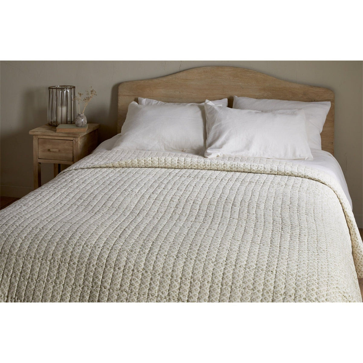 Peplu 220 x 240cm Cotton Quilted Bedspread - Sage Green