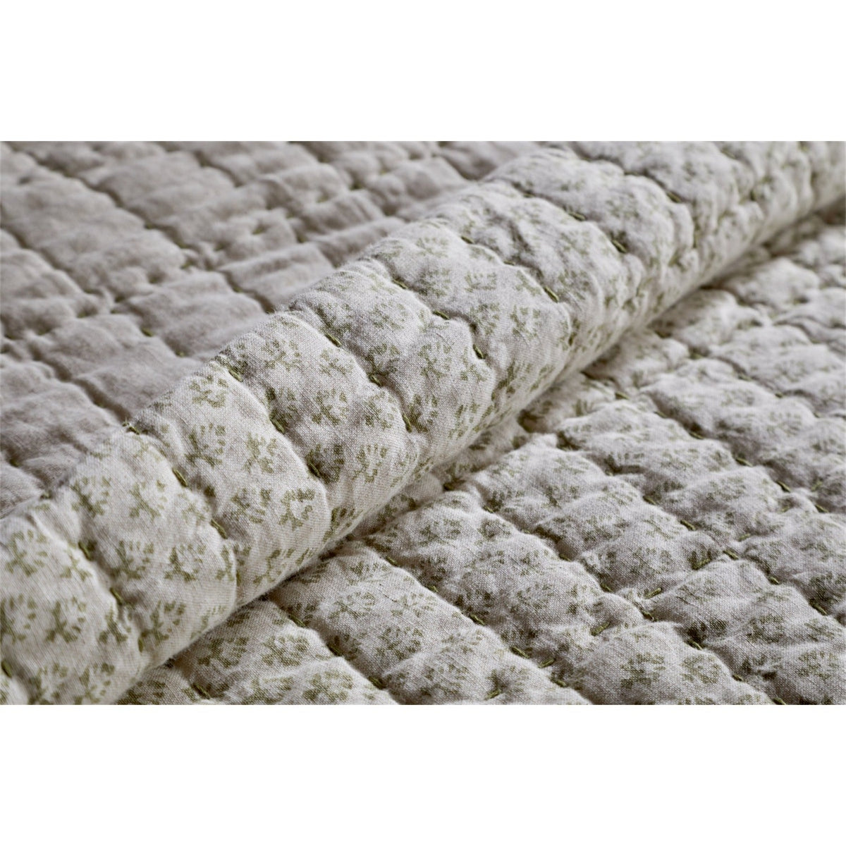 Peplu 220 x 240cm Cotton Quilted Bedspread - Sage Green