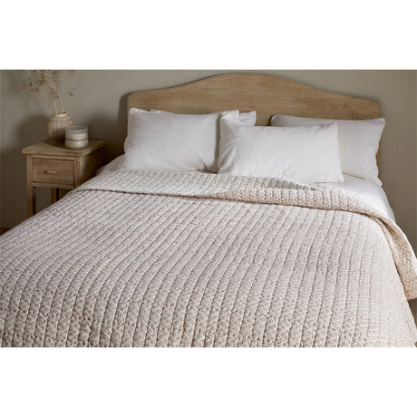 Peplu 220 x 240cm Cotton & Linen Quilted Bedspread - Rust