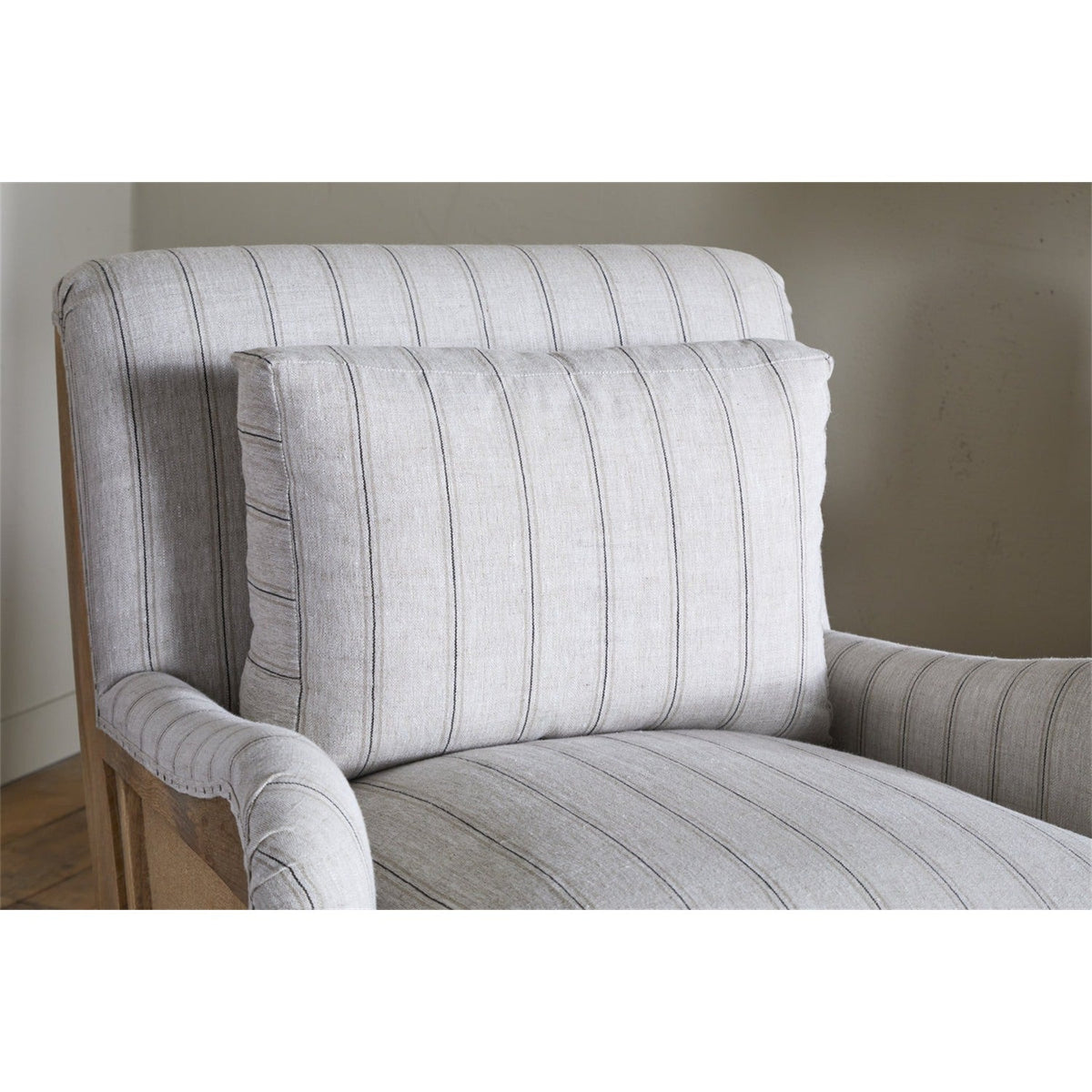 Abe Deconstructed Striped Linen Armchair - Natural