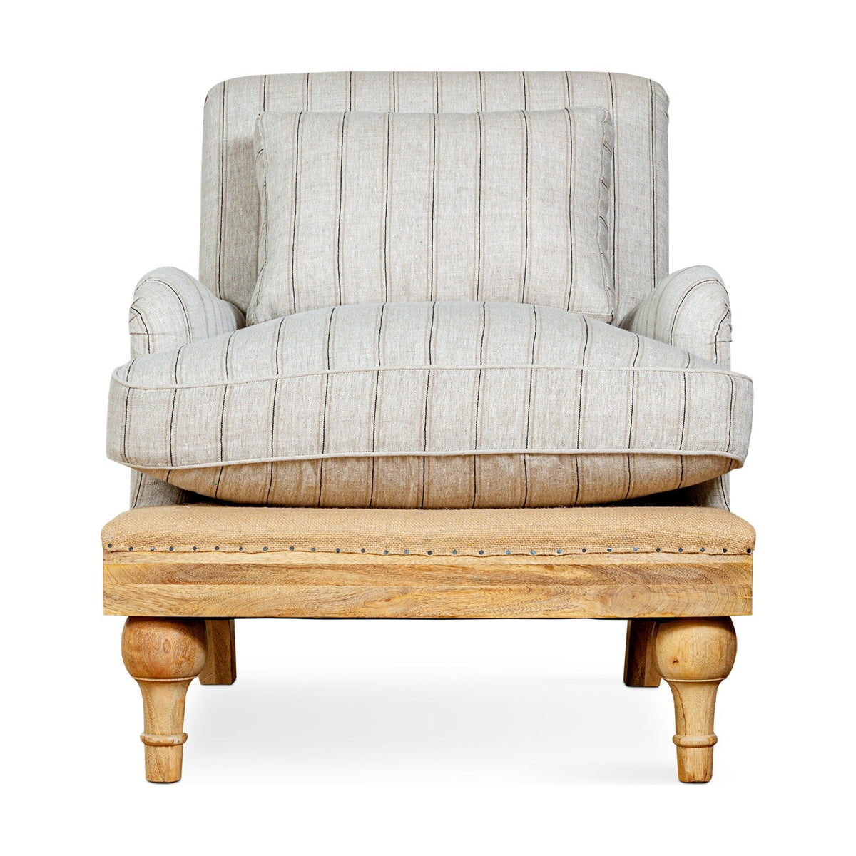 Abe Deconstructed Striped Linen Armchair - Natural