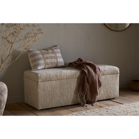 Aranya Cotton & Jute Upholstered Storage Bench - Natural