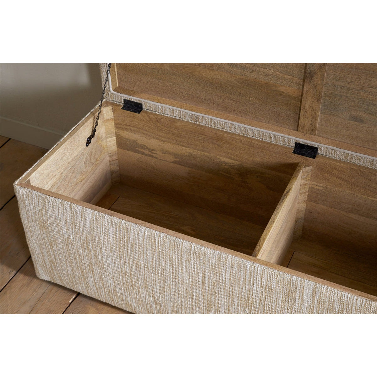 Aranya Cotton & Jute Upholstered Storage Bench - Natural