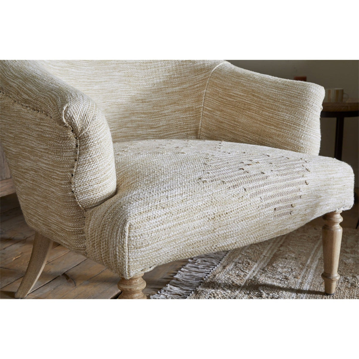 Aranya Cotton & Jute Kilim Armchair - Natural