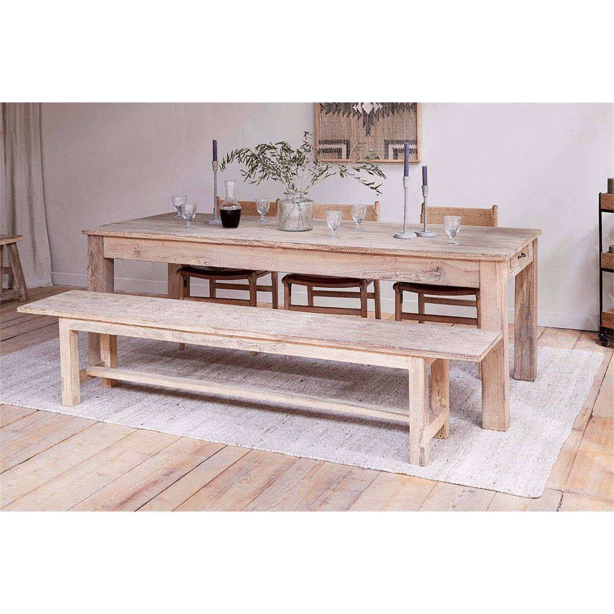 Fioni Extra Large Reclaimed Wood Dining Table - Natural