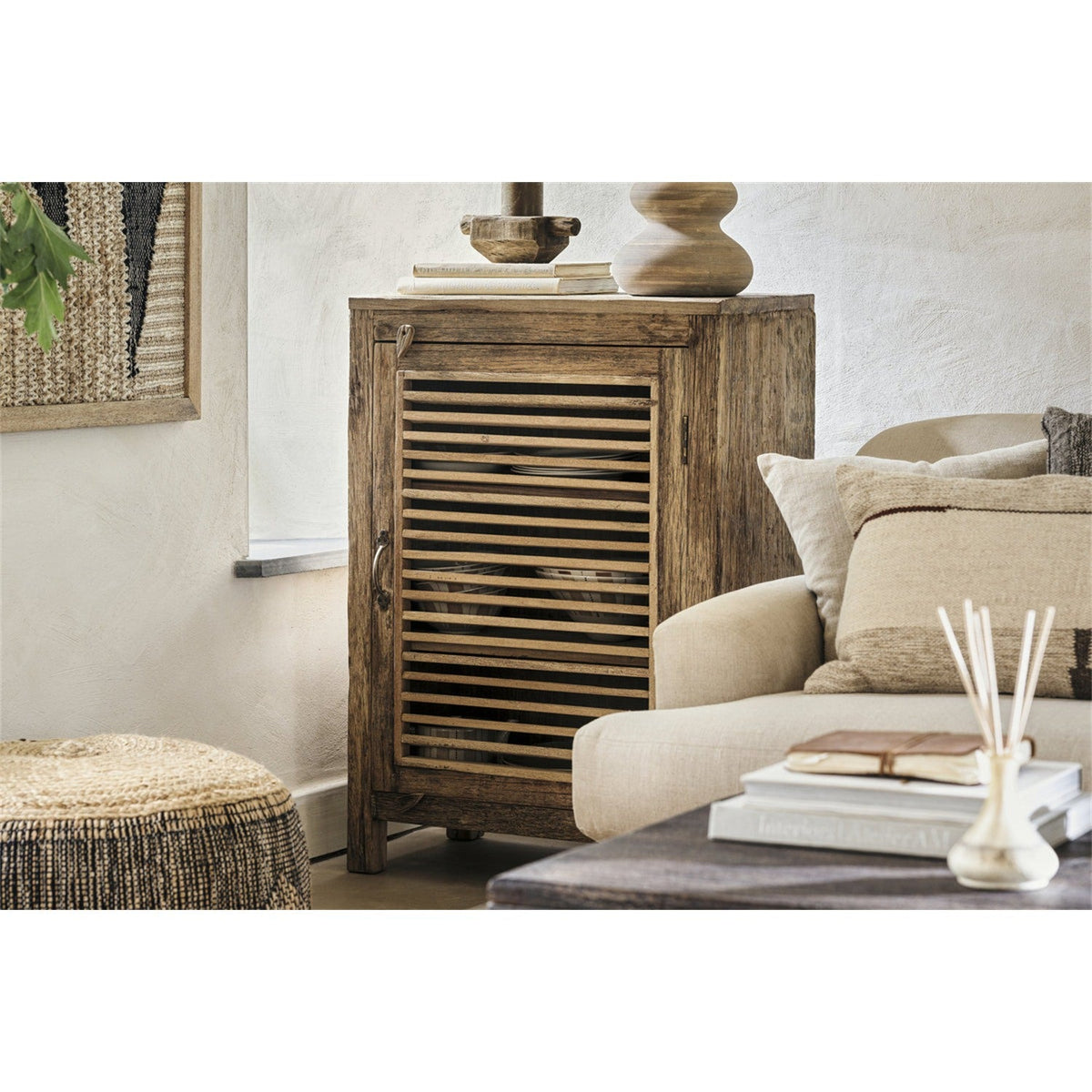 Ibo Reclaimed Wood Slatted Low Cabinet - Natural