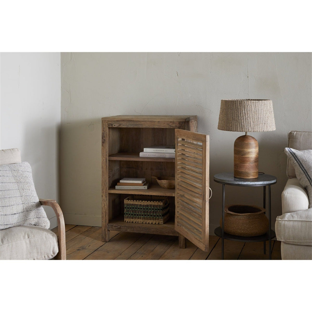 Ibo Reclaimed Wood Slatted Low Cabinet - Natural