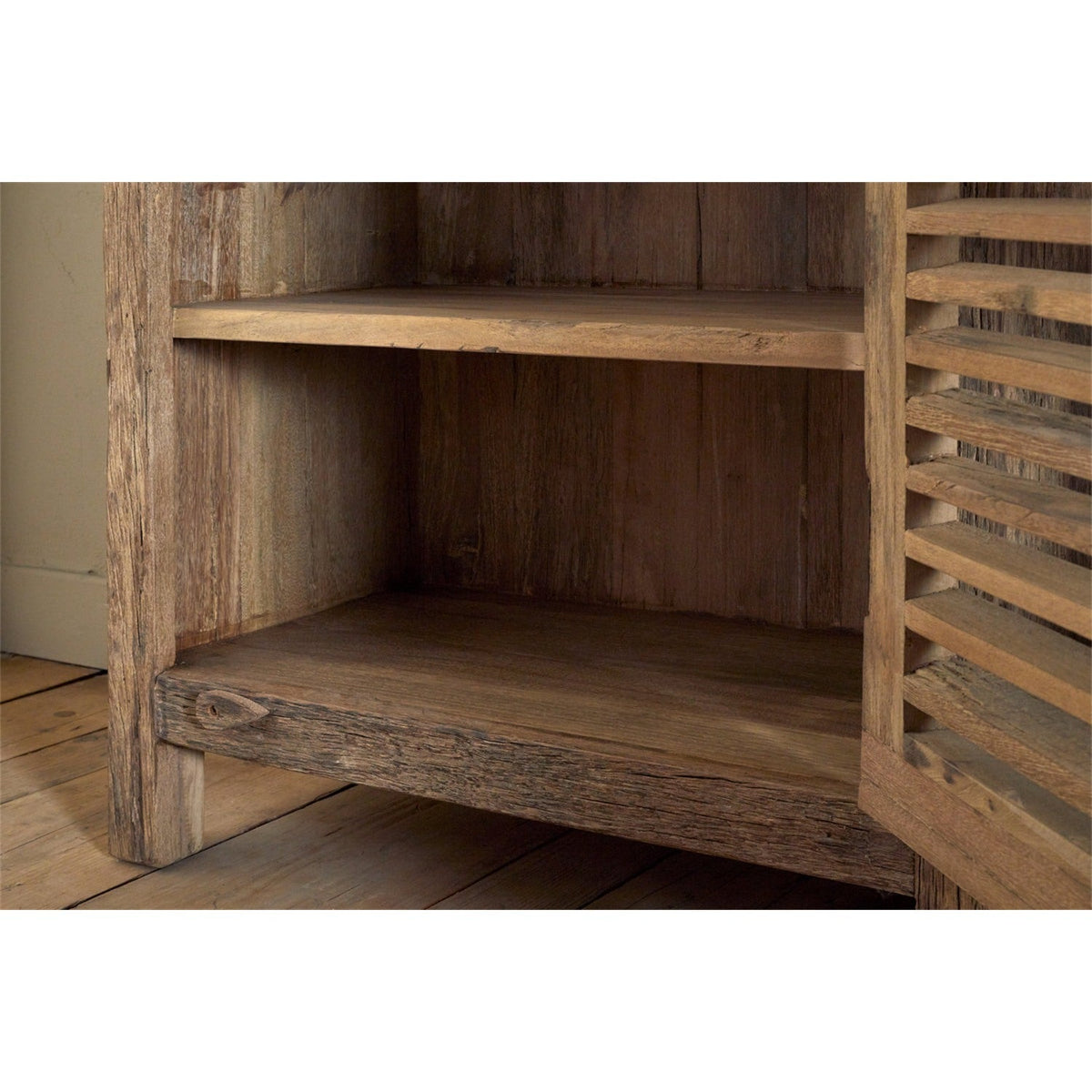 Ibo Reclaimed Wood Slatted Low Cabinet - Natural