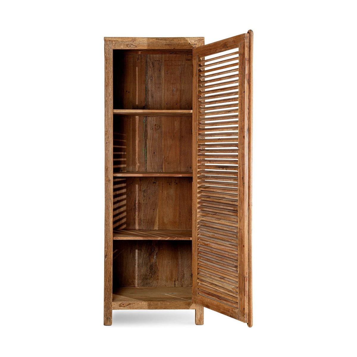 Ibo Tall Reclaimed Wood Slatted Cabinet - Natural