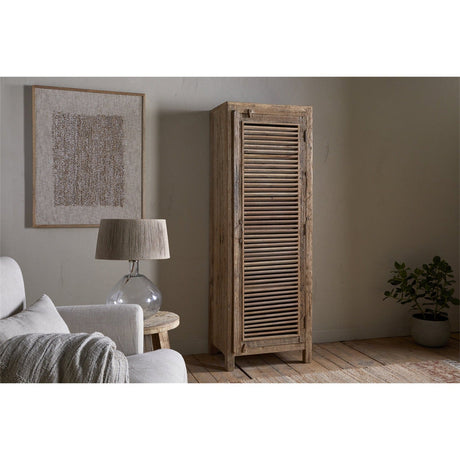 Ibo Tall Reclaimed Wood Slatted Cabinet - Natural
