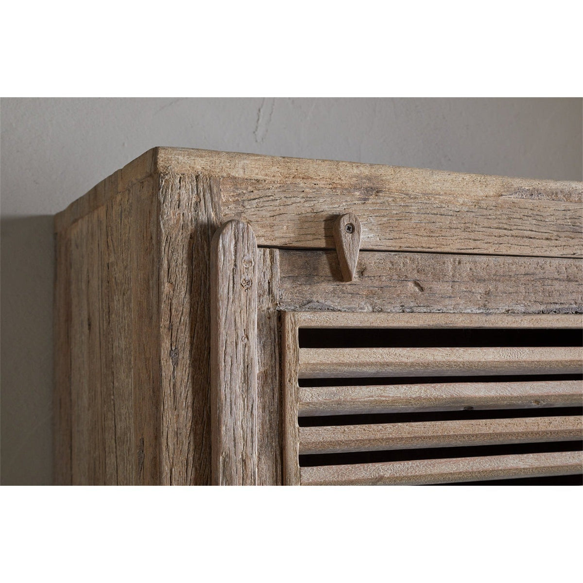 Ibo Tall Reclaimed Wood Slatted Cabinet - Natural