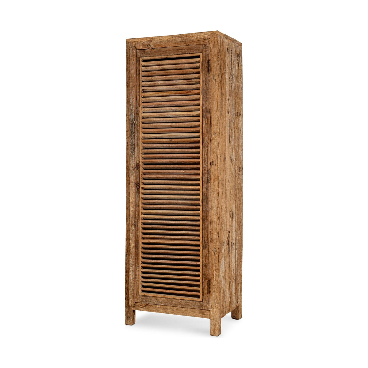 Ibo Tall Reclaimed Wood Slatted Cabinet - Natural