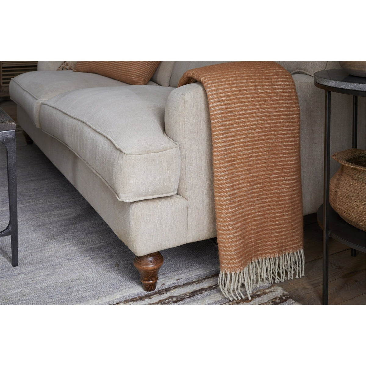 Ilaa Striped Wool Throw - Sand