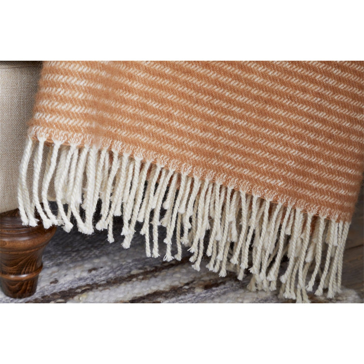 Ilaa Striped Wool Throw - Sand