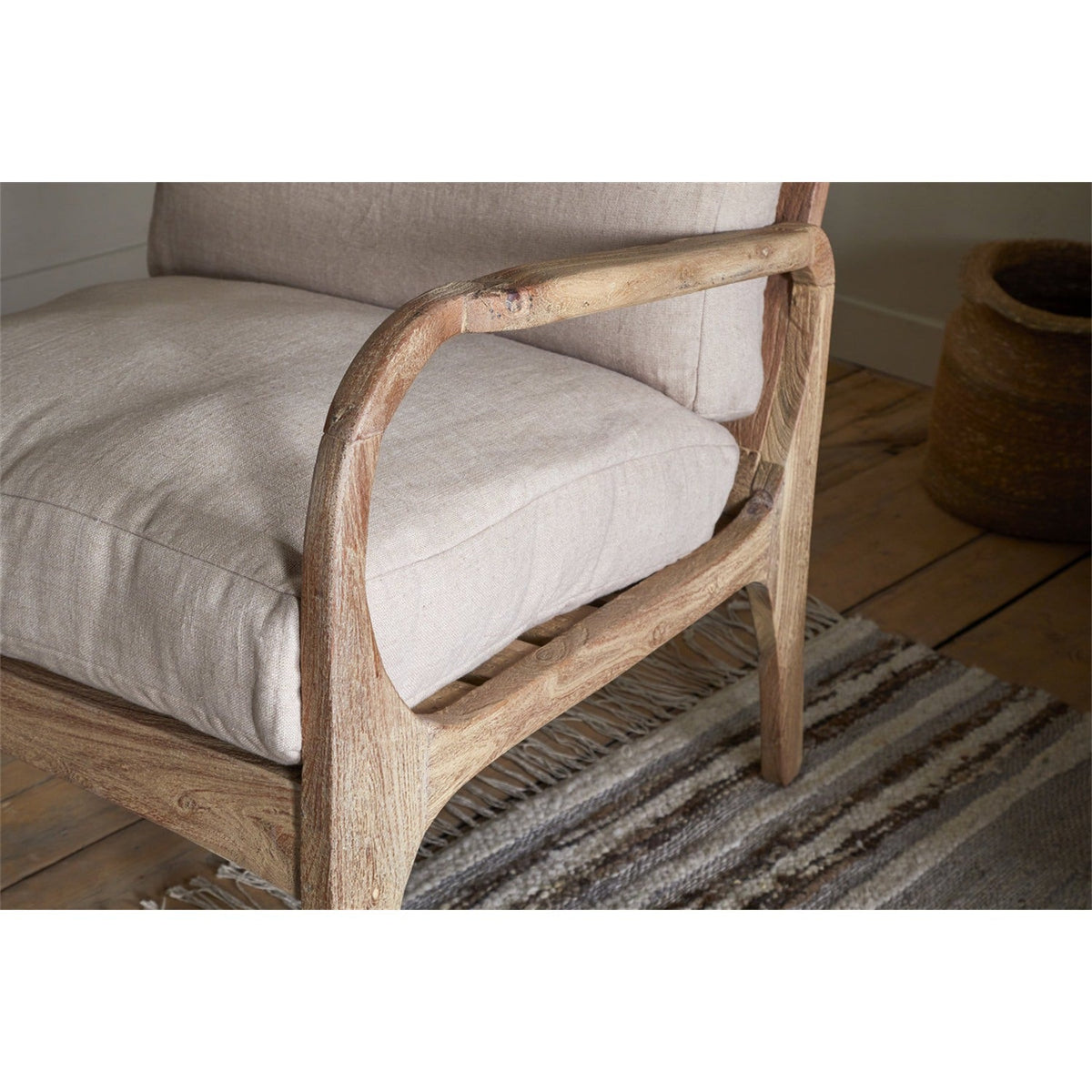 Jaya Acacia Wood & Linen Armchair - Natural