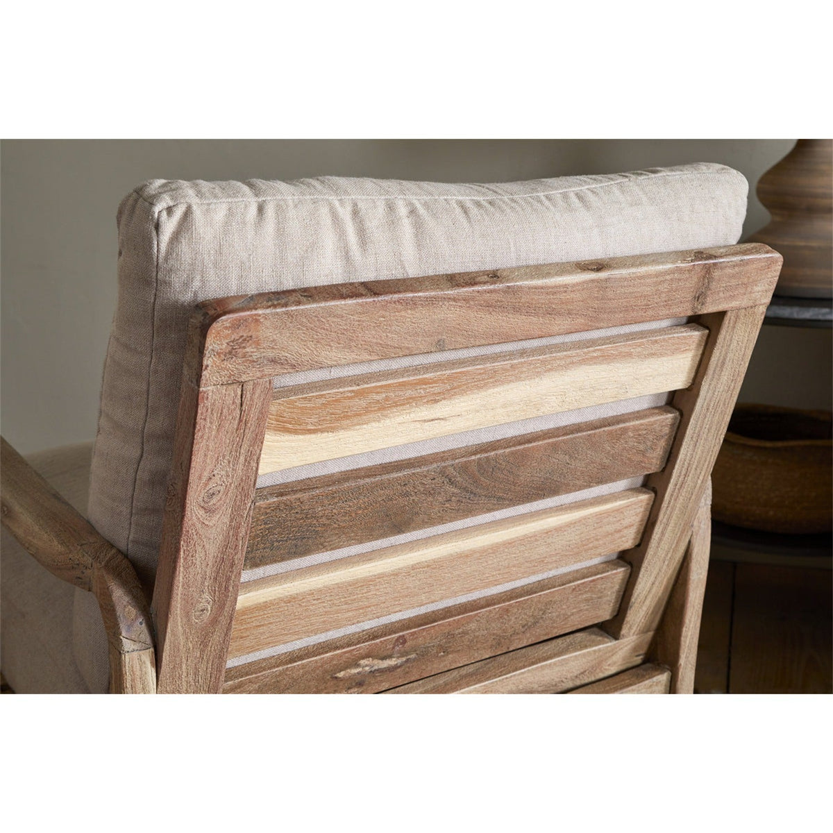 Jaya Acacia Wood & Linen Armchair - Natural