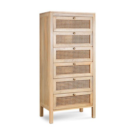 Kanz Mango Wood Tallboy Chest of Drawers - Natural