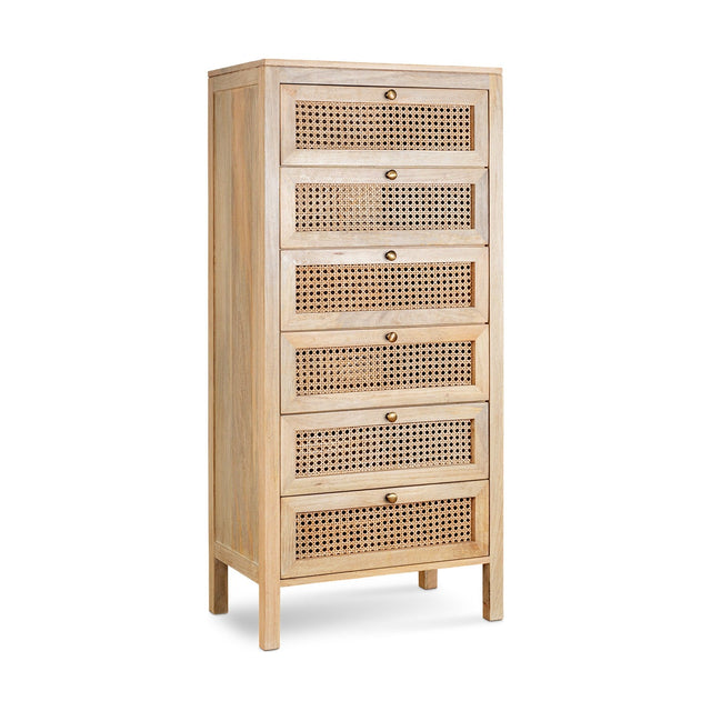 Kanz Mango Wood Tallboy Chest of Drawers - Natural