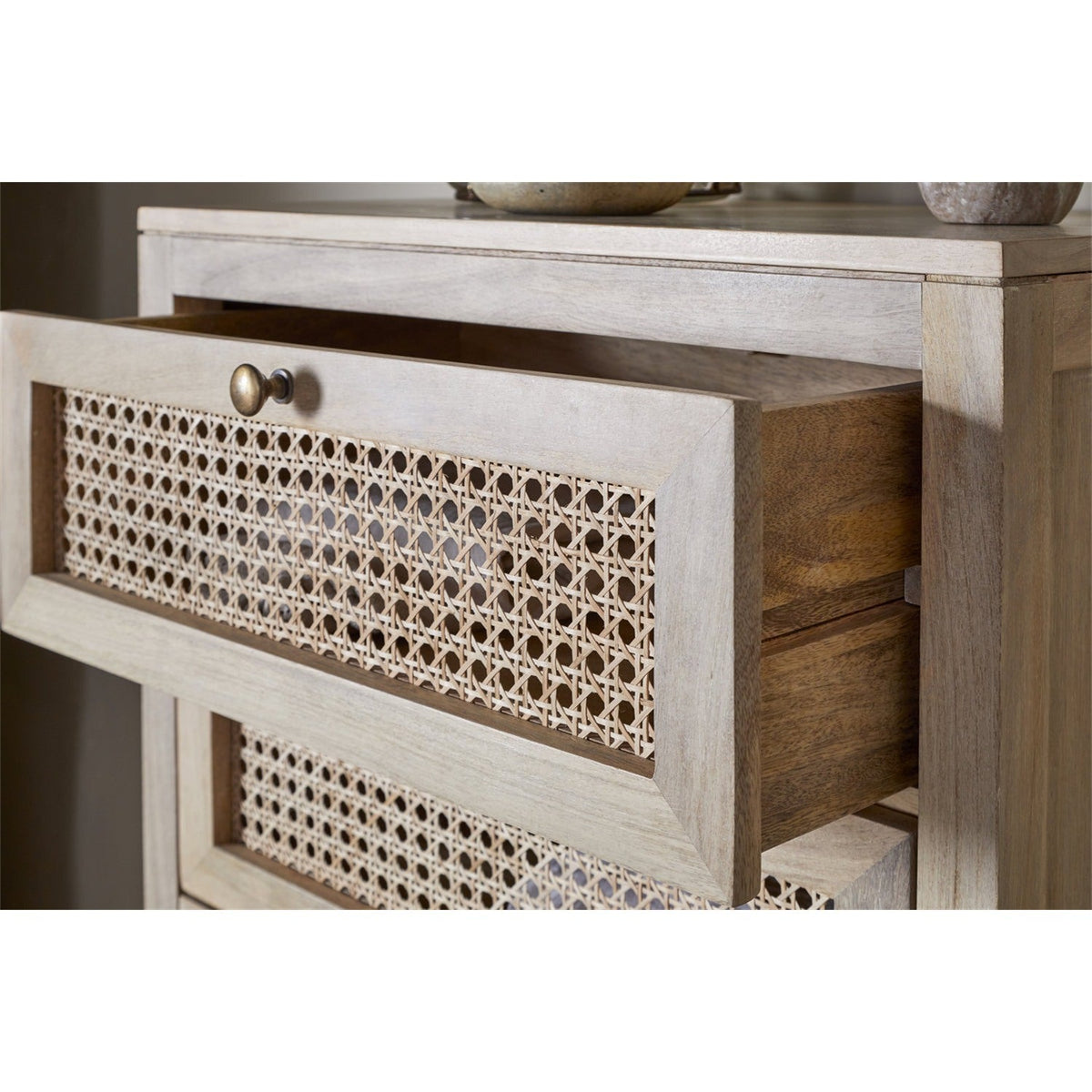 Kanz Mango Wood Tallboy Chest of Drawers - Natural