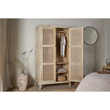Kanz Mango Wood & Cane 2 Door Wardrobe - Natural