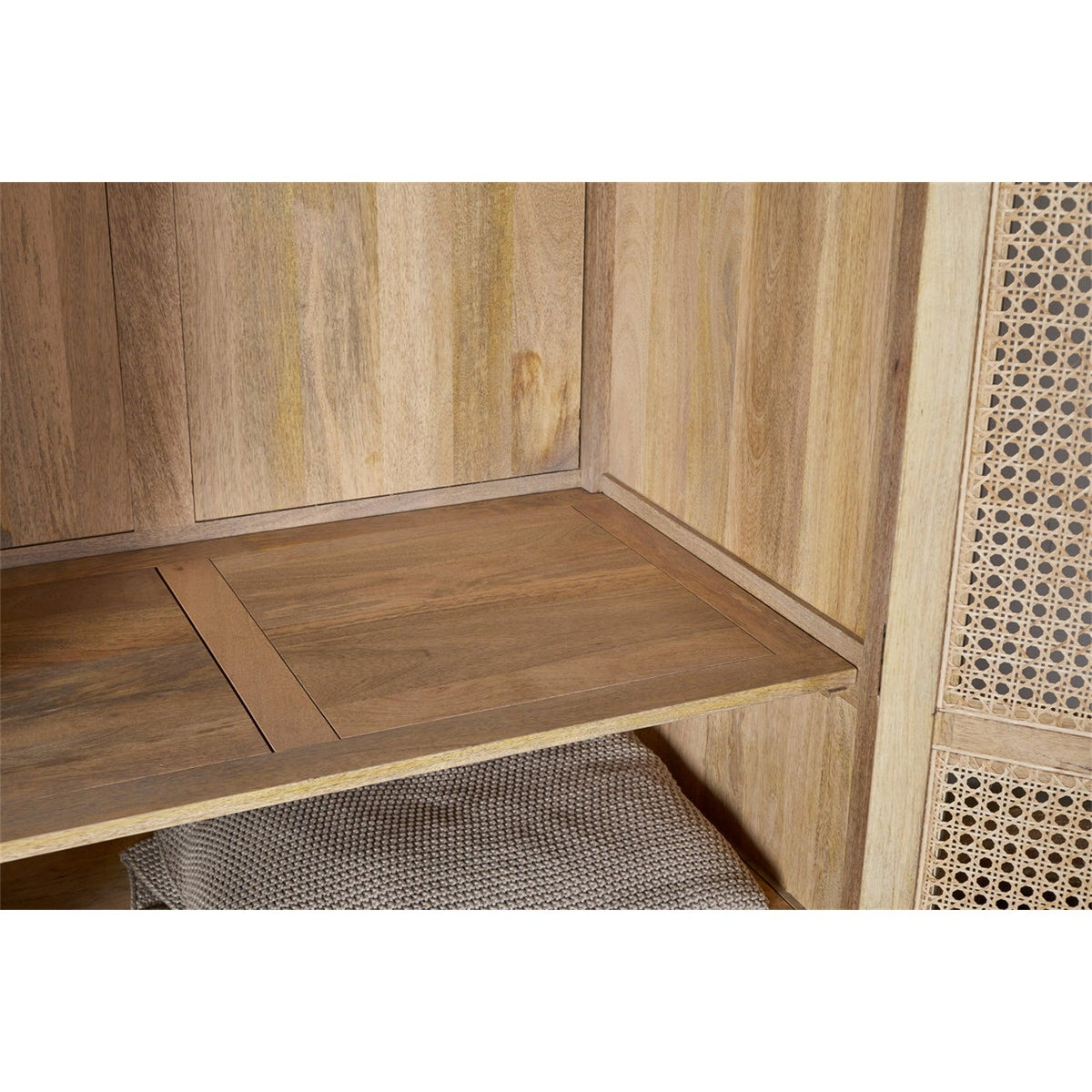 Kanz Mango Wood & Cane 2 Door Wardrobe - Natural