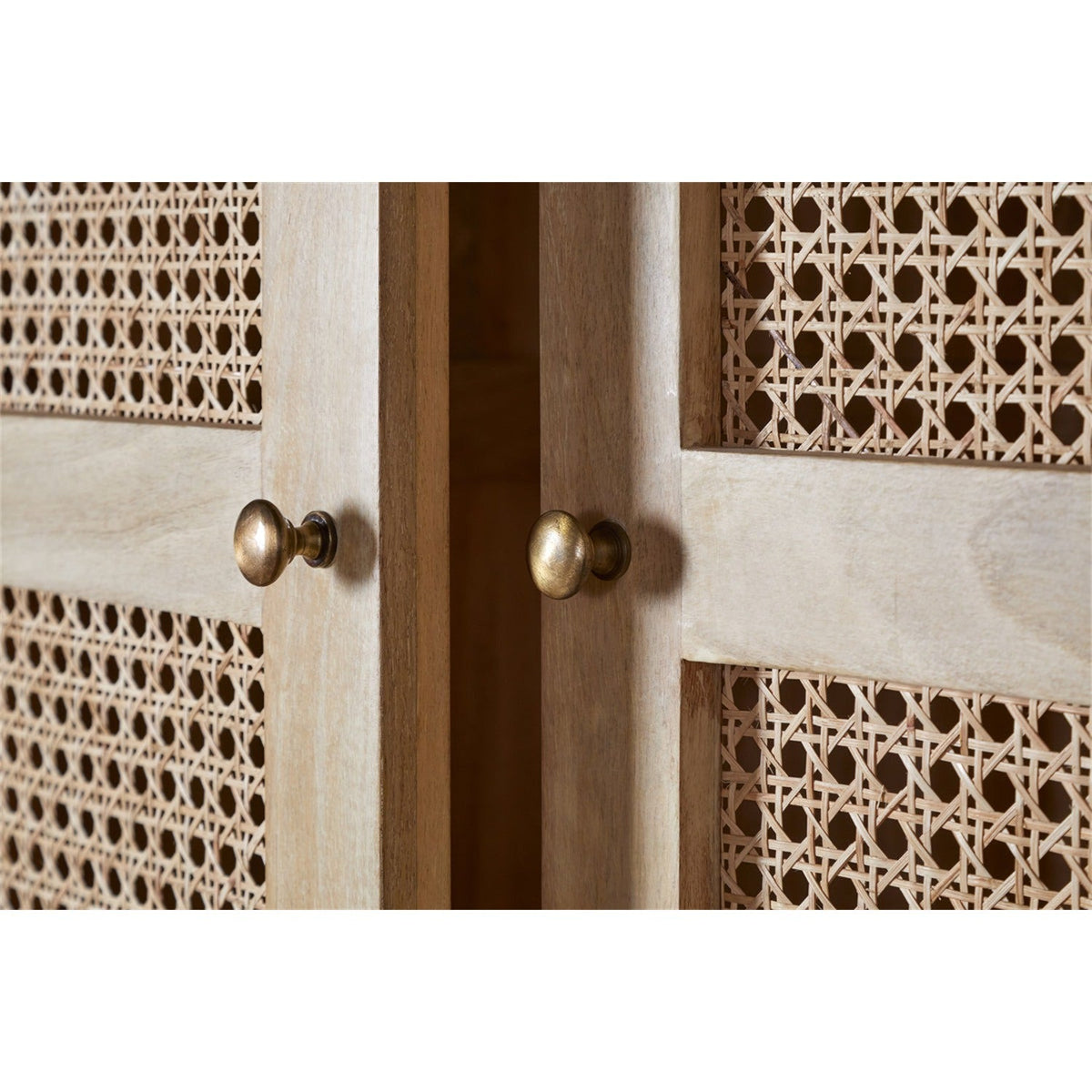 Kanz Mango Wood & Cane 2 Door Wardrobe - Natural