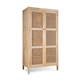 Kanz Mango Wood & Cane 2 Door Wardrobe - Natural