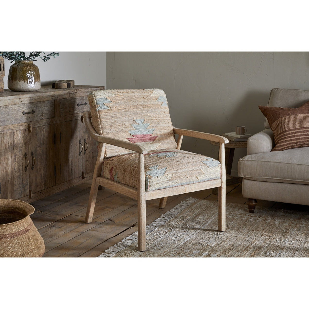 Kavya Kilim Occasional Armchair - Natural